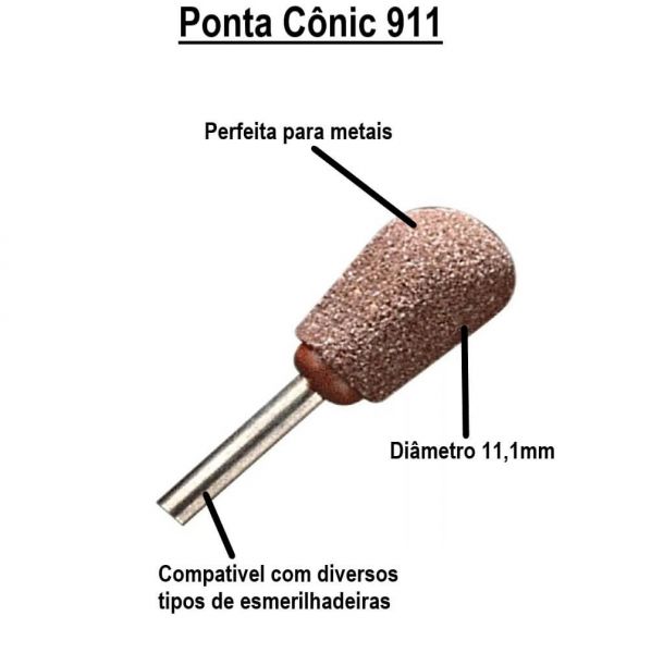 Ponta Cônic 911 Óxido Alum Dremel