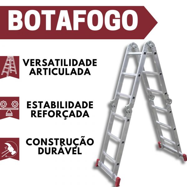 Escada Articulada Alumí­nio 4X3 com 12 Degraus Botafogo 