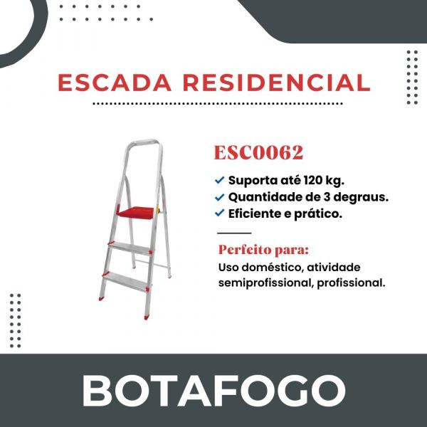 Escada Residencial 3 Degraus Alumínio Botafogo