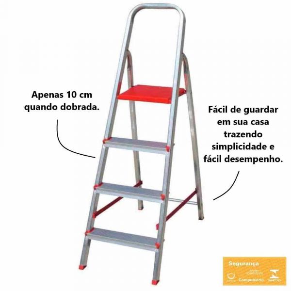 Escada Residencial Alumínio 4 Degraus Botafogo