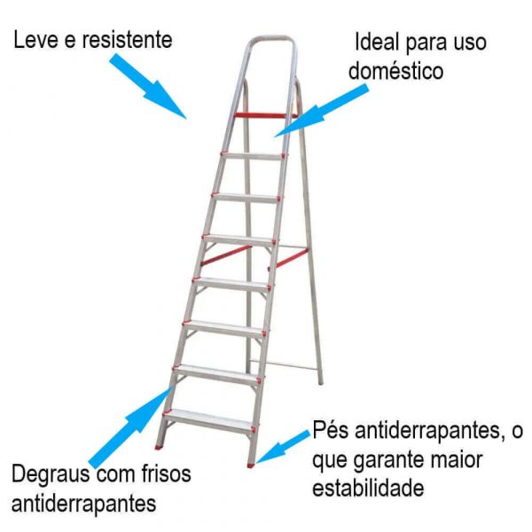 Escada Residencial Alumínio 8 Degraus Botafogo