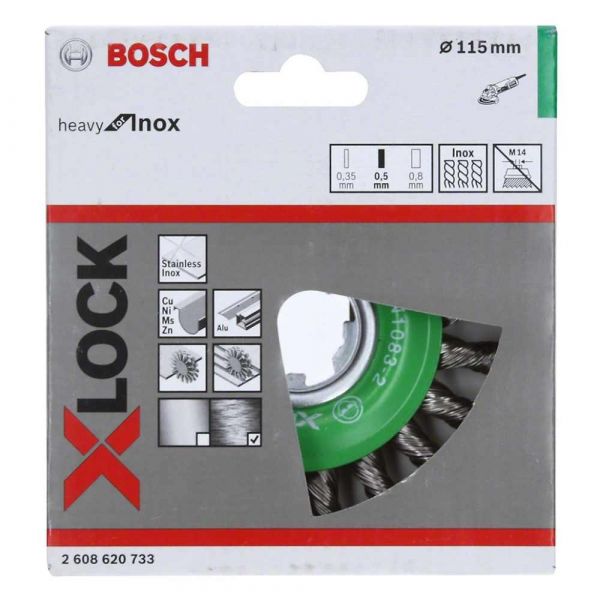 Escova Aço Circular X-LOCK Bosch 115mm Arame Inox Trançado 0,5mm