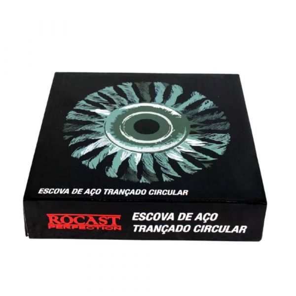 Escova de Aço Trançada Circular 4.1/2x1/2 Pol. Rocast