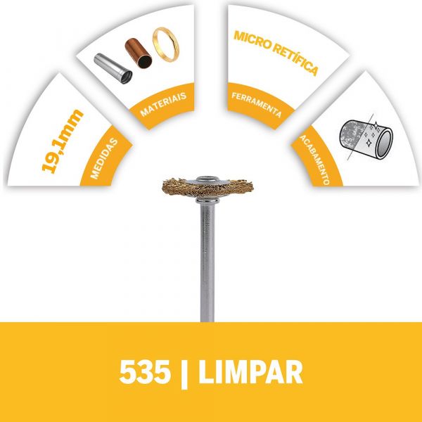 Escova de Latão 19,1mm para Limpeza Modelo 535 Dremel