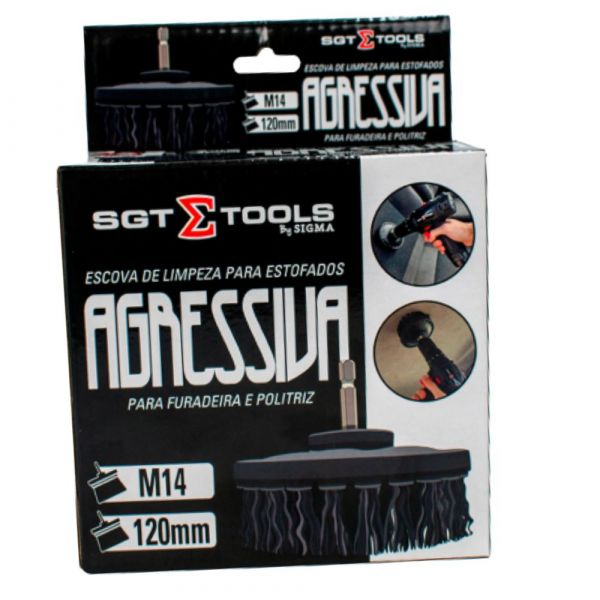 Escova de Limpeza para Estofados Agressiva 120mm-M14 para Furadeira e Politriz Sigma Tools
