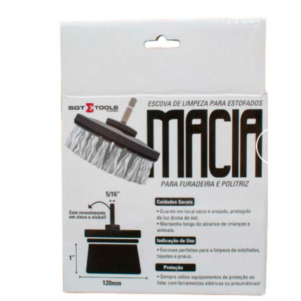 Escova Limpeza Estofados Macia 120mm-M14 para Furadeira e Politriz Sigma Tools