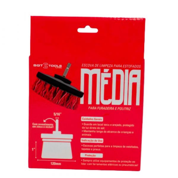 Escova Média de Limpeza Estofados para Furadeira e Politriz M14 120mm Sigma Tools