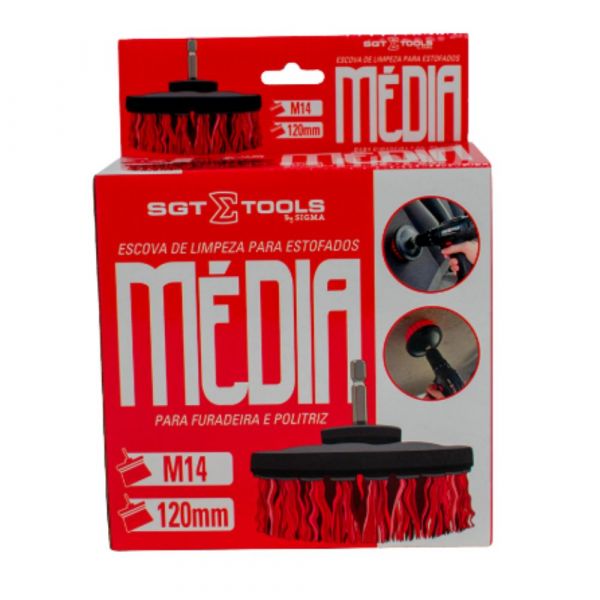 Escova Média de Limpeza Estofados para Furadeira e Politriz M14 120mm Sigma Tools