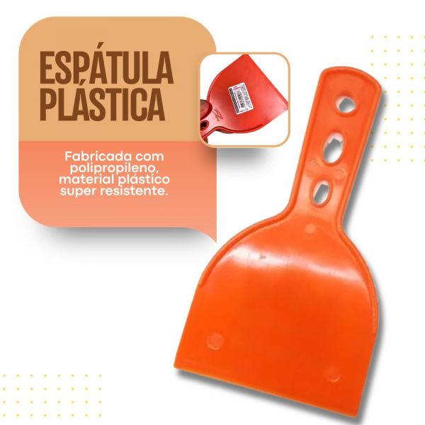 Espátula Plástica Lisa Laranja 100mm Pincéis Compel