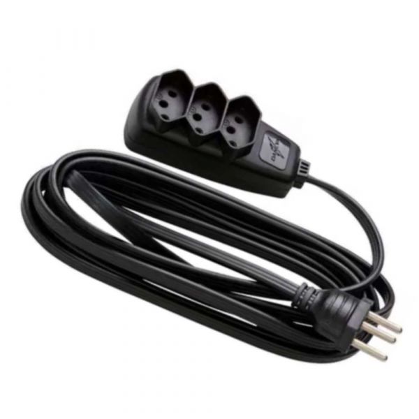 Extensão Elétrica Cabo PP 3 X 0,75mm Com 3 Tomadas 10 Metros Daneva