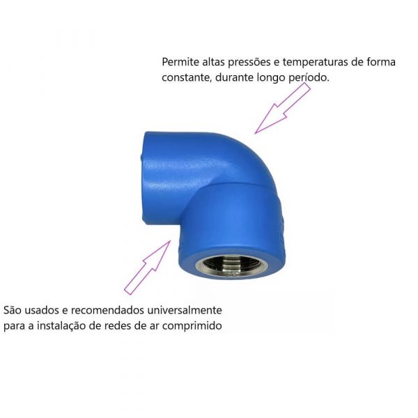 Joelho Misto Para Rede De Ar Comprimido 25 mm 1/2” Topfusion