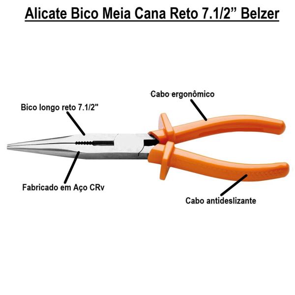 Alicate Bico Meia Cana Reto 7.1/2” Belzer