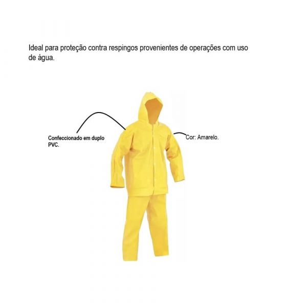 Capa De Chuva Conjunto Amarelo PVC KP400 Plastcor