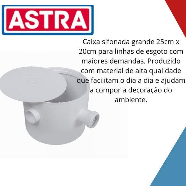 Caixa Sifonada Quadrada 25X20cm Branca Astra