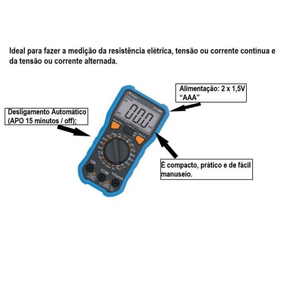 Multímetro Digital Portátil ET-1100B Minipa