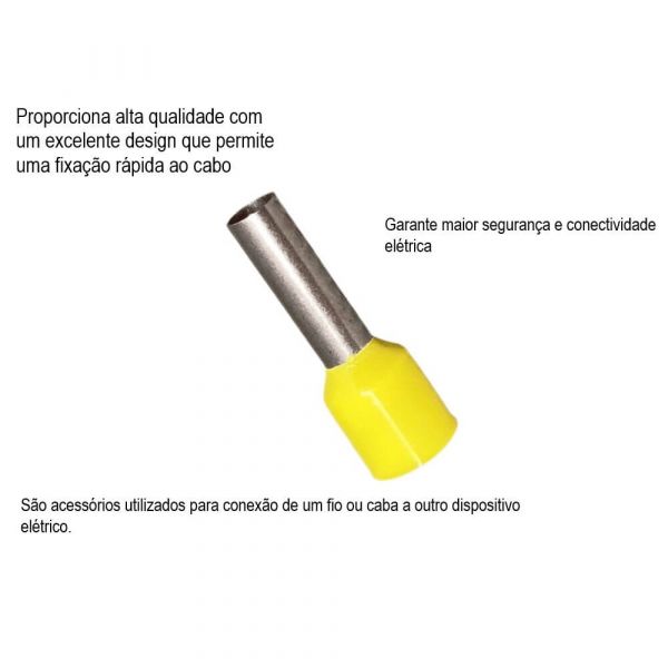 Terminal Tubular Ilhos Simples 6,0mm Amarelo Lukma
