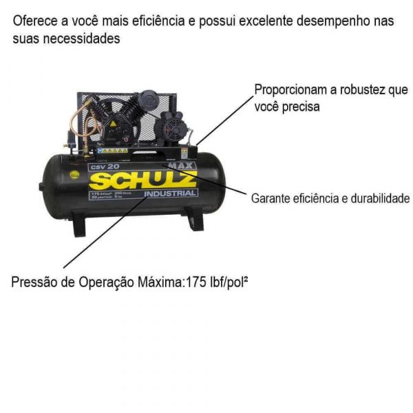 Compressor De Ar Max 20/200 CSV Monofásico Schulz