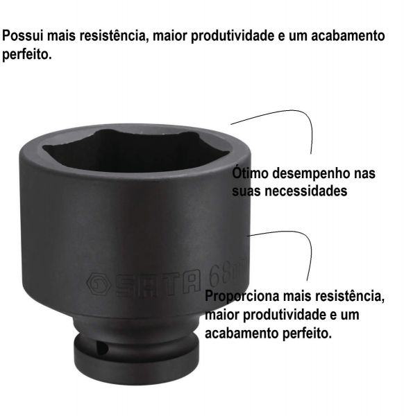 Soquete De Impacto Sextavado 1” 46mm Sata