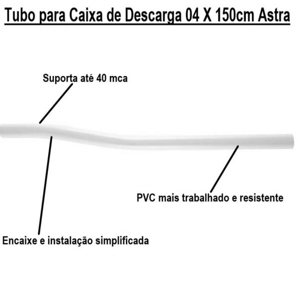 Tubo para Caixa de Descarga Embutir 4 X 150cm T1 Astra