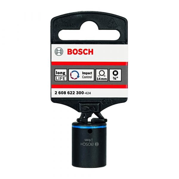 Soquete Impact Control Bosch 14mm, 25x9,5mm, encaixe 1/4