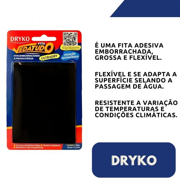 Fita Adesiva Emborrachada Ultradry 10 x 7,5cm Vedatudo Dryko