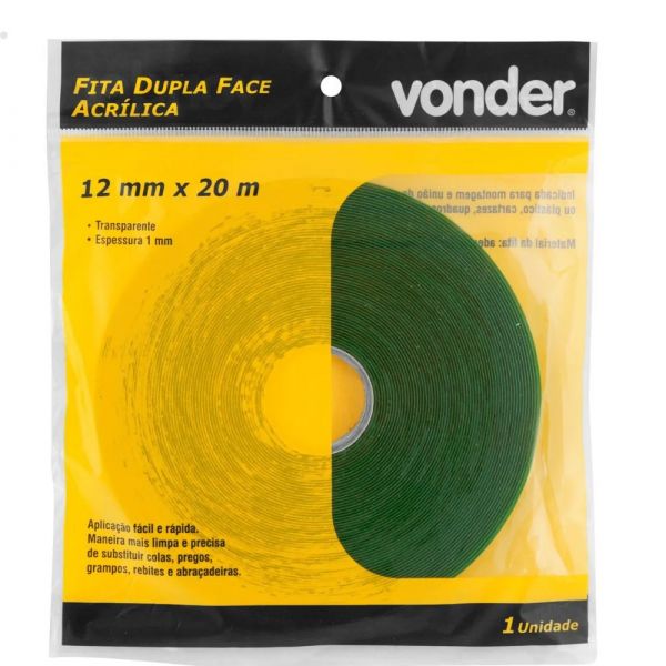 Fita Dupla Face Acrílica 12mm x 20 Metros Vonder