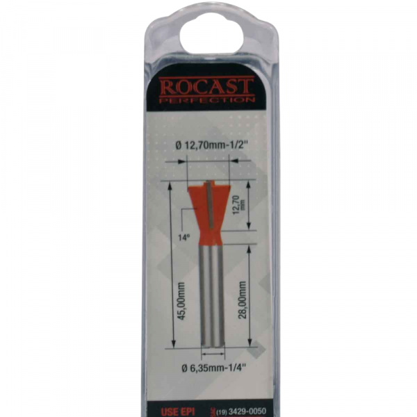 Fresa Tupia Rabo Andorinha 1/2 x 1/4 Pol. 91,0007 Rocast