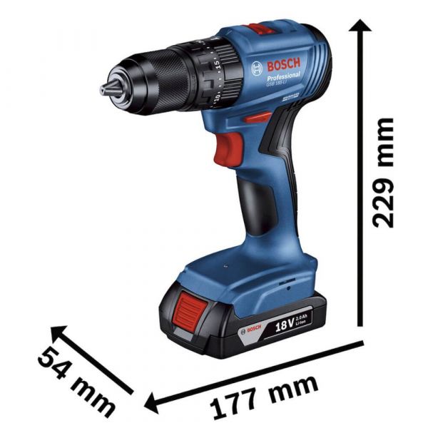 Furadeira Parafusadeira Impacto 18V Bosch GSB185LI-1BX Sem Fio, 1 bateria 23 AC