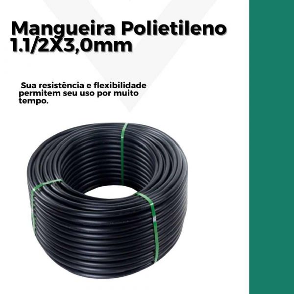 100 Metros De Mangueira Polietileno 1.1/2X3,0mm Tubos Santana