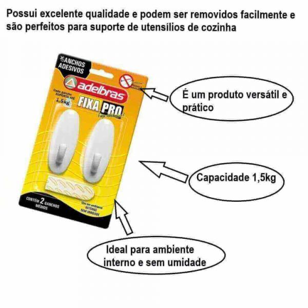 Gancho Aço Inox Removível 25X37mm Adelbras