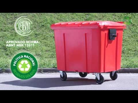 Container de Lixo 1000 Litros Vermelho Lar Plásticos