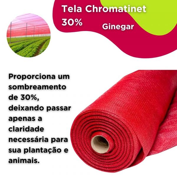 1 Metro de Tela Chromatinet 30% Vermelha 3x100M Ginegar