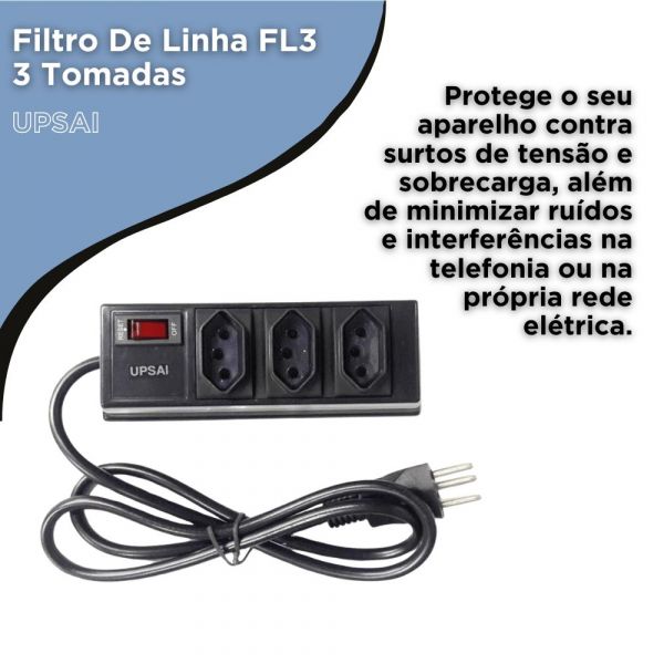 Filtro De Linha FL3 3 Tomadas Upsai