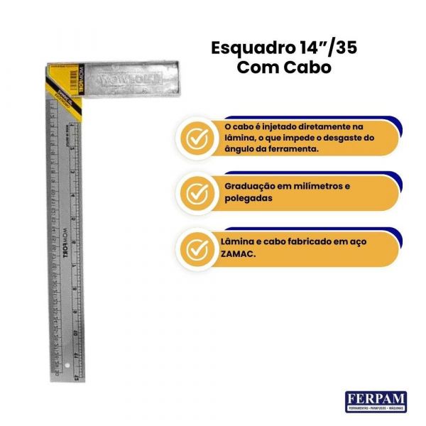 Esquadro 14”/35 Com Cabo Zamac Momfort 