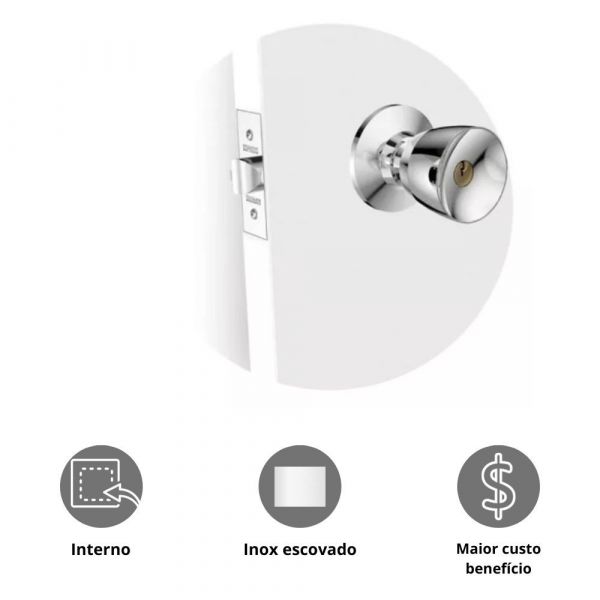 Fechadura Tubular Tulipa Externa Cromado Soprano 