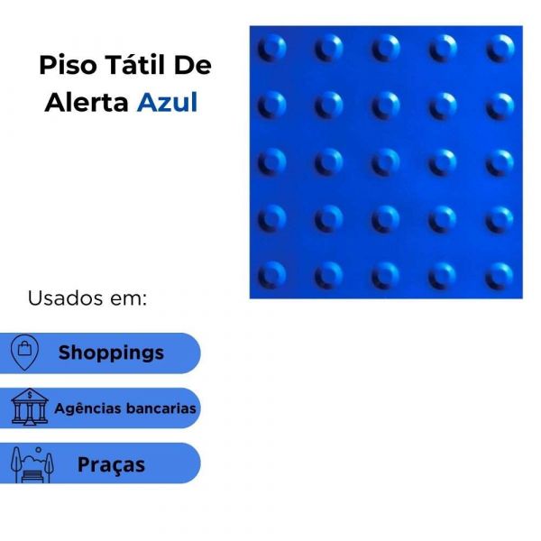Piso Tátil De Alerta Azul 25cm Wat