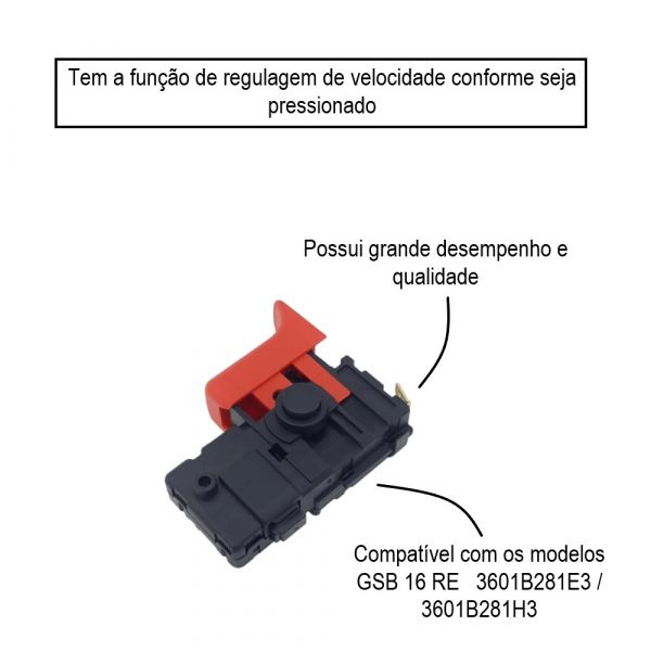 Interruptor Para Furadeira GSB 16 RE 220V Bosch