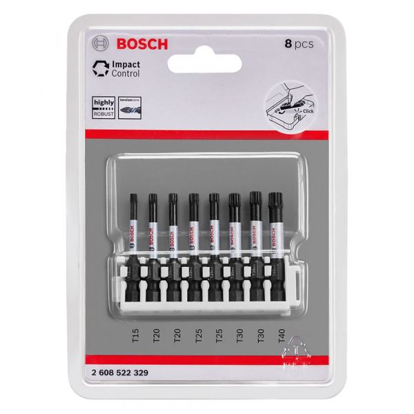 Jogo de Bits Impact Control 50mm Torx 8 Peças Bosch 