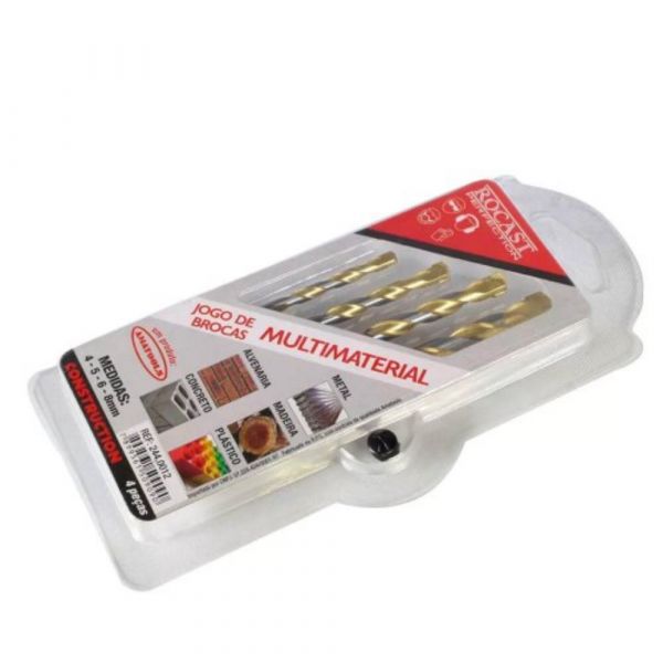 Jogo de Brocas 4 Peças 4mm a 8mm Multimateriais Rocast