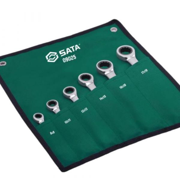 Jogo de Chave Estrela com Catraca 8mm a 19mm 6 Peças Sata