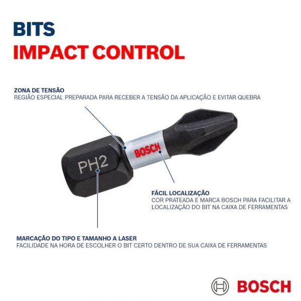 Jogo de pontas Bosch Impact Control 50mm com 8 peças