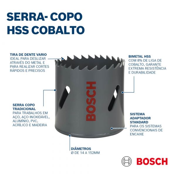 Jogo de Serras Copo Bosch Bimetálica HSS Cobalto 6 peças