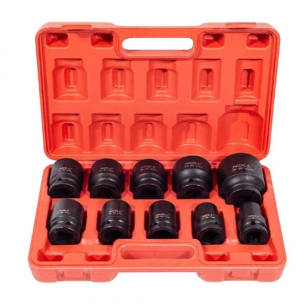 Jogo de Soquete de Impacto Sextavado 3/4 Pol. 19 á 46mm 10 Peças Noll