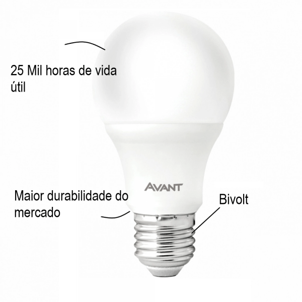 Kit 3 Lâmpadas Pera LED 15W Bivolt Luz Branca Avant