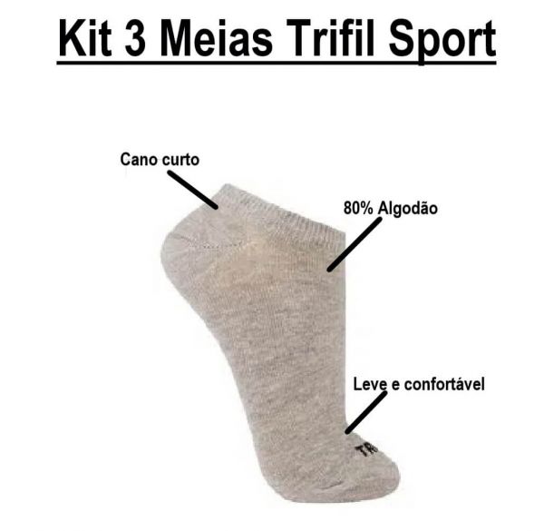 Kit 3 Meias Trifil Sport Adulto Unissex