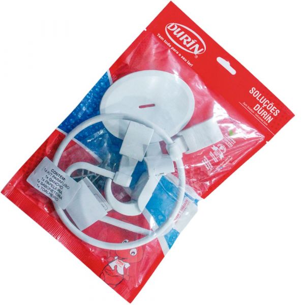 Kit de Acessórios Sofisticado para Banheiro 4 Peças Branco Cromado Durin