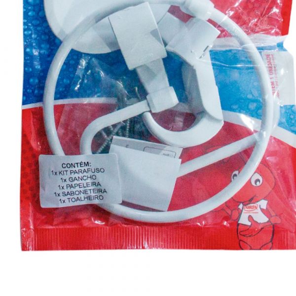 Kit de Acessórios Sofisticado para Banheiro 4 Peças Branco Cromado Durin