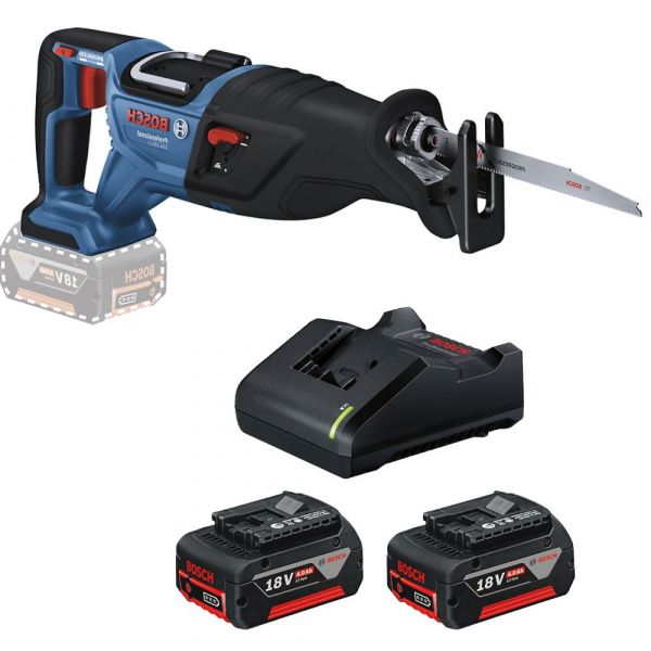 Kit Serra Sabre GSA 185-LI 18V +  2 Baterias GBA 18V 4Ah + Carregador GAL 18V-40 Bosch