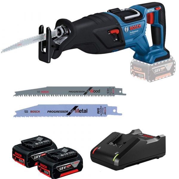 Kit Serra Sabre GSA 185-LI 18V +  2 Baterias GBA 18V 4Ah + Carregador GAL 18V-40 Bosch