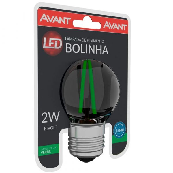 Lâmpada LED Bolinha Filamento 2W Verde E-27 Bivolt Avant 